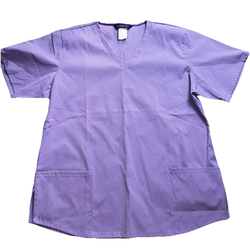 Nudimension Stretch Scrub Top Women's Size XL Violet V Neck